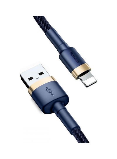 Baseus USB to Lightning Charging Cable Cafule Nylon Braided High-Density Quick Charge Compatible for iPhone 13 12 11 Pro Max Mini XS X 8 7 6 5 SE iPad (1 Meter, 2.4 A) Dark Blue/Gold