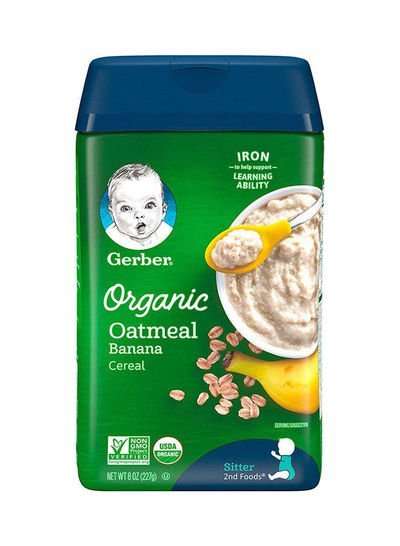 Gerber Organic Oatmeal Cereal Banana 227g  Single