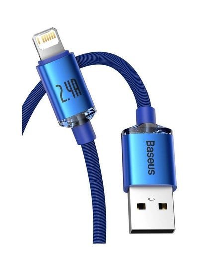 Baseus USB-A to Lightning Braided Cable (1.2m) Crystal Shine Series Charge & Sync Cable For Apple iPad, AirPods, iPhone 13/12/11, 11 Pro, 11 Pro Max, XS, XS Max, XR, X, 8SE/8/8 Plus and More – Blue