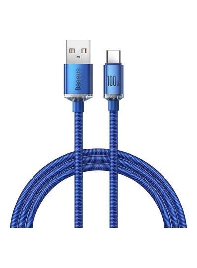 Baseus Crystal Shine Series Fast Charging Aluminum Alloy Casing Nylon Braided Fabric Data cable USB to Type-C 100W 1.2m Blue