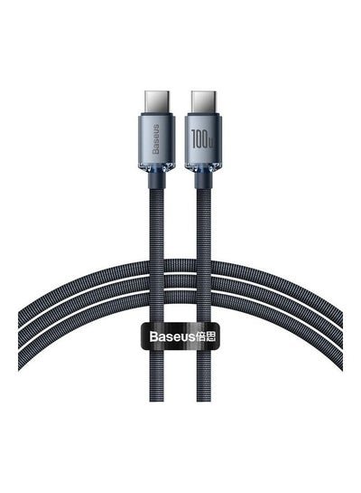 Baseus USB-C to USB-C 100W Fast Charging Aluminum Alloy Casing Nylon Braided Fabric Data cable Crystal Shine Series 1.2m Black