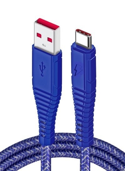 Moxedo Moxedo Velox Nylon Braided Cable USB-A to USB-C Cable Fast Charge & Data Sync Compatible with Galaxy S21, S20, S10, Note 10/9, A51, A11, Switch, Pixel, LG, & more 2m Blue