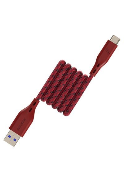 Remson USB-A to Type C Remson Rapid-Link Nylon Braided Cable Fast Charge & Data Sync 1.2 Meter Red