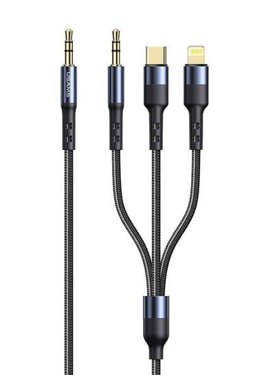 Usams US-SJ556 3 In 1 3.5mm+Type-C+Lightning to 3.5mm Audio Adapter Cable For Multiple devices  1.2m