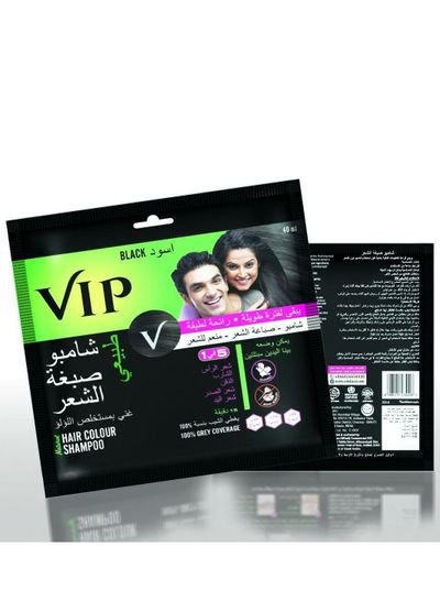 VIP VIP Original Natural Hair Color Shampoo- Black 40ml  – Arabic