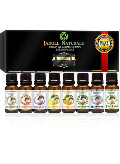 Jadole Naturals Jadole Naturals Aromatherapy Top 8 Essential Oils 100% Pure & Therapeutic Grade – Basic Sampler Gift Set & Kit