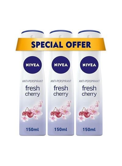 NIVEA NIVEA Fresh Cherry, Antiperspirant for Women, Spray 3x150ml