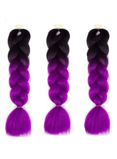 Arabest 3-Piece Jumbo Braid Hair Extensions Wigs Black/Bright purple