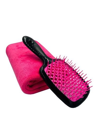 Prime Professional Detangler Super Hair Brush For Men and Women Super Soft Fast Absorbent Microfiber Hair Towel 40×60 cm
