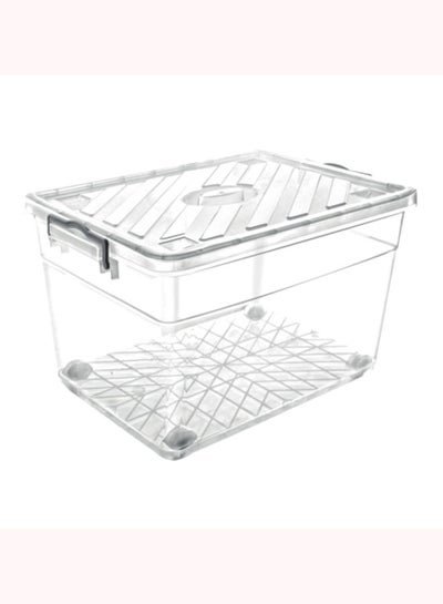 Royalford Family Storage Box, 55L Plastic Clear Container, RF10815 | Transparent Large Storage Organizer Box with Lid | Ideal for Living Room, Bedroom, Garage