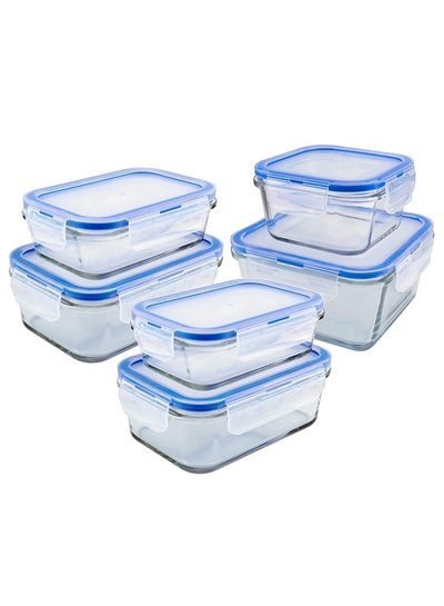 3Diamonds [3Diamonds] Glass Containers BPA-Free Locking lids Food Storage Container 100% Leakproof Glass Lunch Boxes Freezer Storage container with Lids Airtight Glass Food Storage (Set of 6)