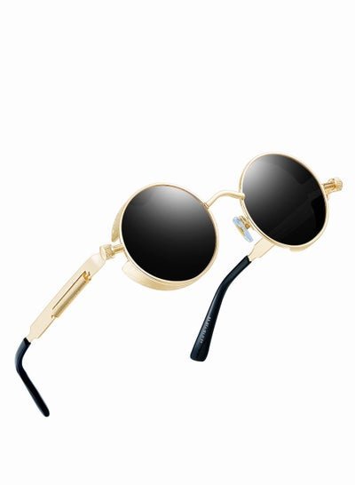 roaiss Men’s Round Circle Steampunk Sunglasses