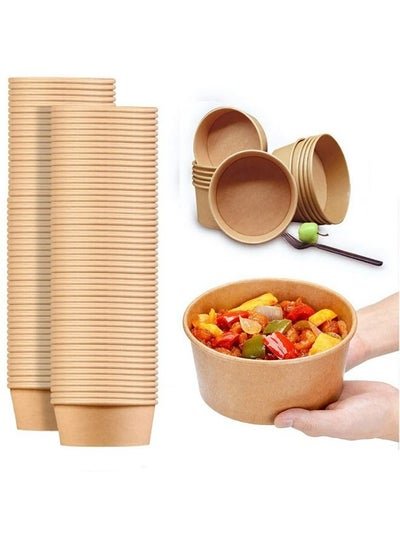 SNH PACKing Kraft Salad Bowl 500ml With Lid Brown 25 Pieces