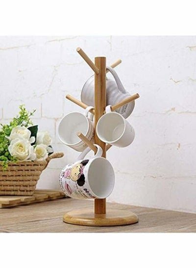Generic Bamboo Mug Holder Wooden Coffee Tea Cup Rack Countertop Mug Counter Stand
