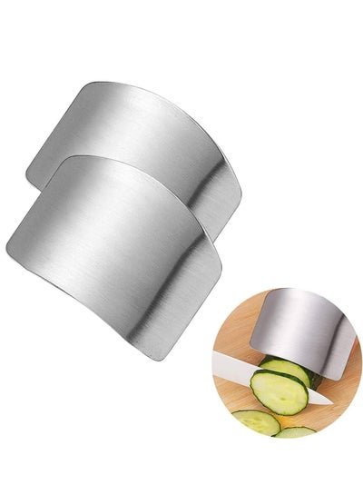 Generic 2Pc Stainless Steel Finger Guard And Protector For Chopping Slicing Dicing Cutting Fruits & Vegetables Silver