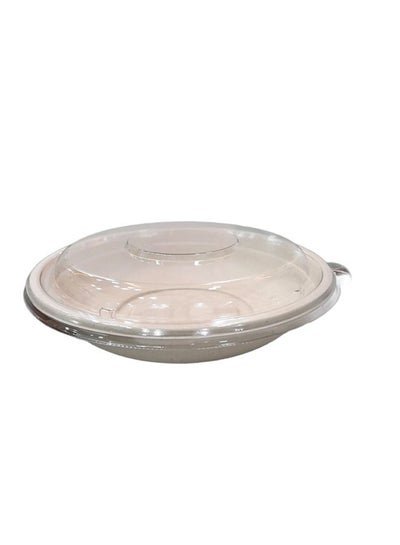 SNH PACKing Bagasse Round Bowl 24 Ounce With Lid Restaurant Carryout Lunch Meal Takeout Storage Food Service 50 Pieces