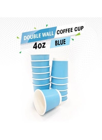 SNH PACKing Disposable Double Wall Blue Coffee Cups 4 Ounce Coffee Cups To Go Paper Coffee Cups and Designs, Recyclable, Hot Coffee Cups 50 Pieces.