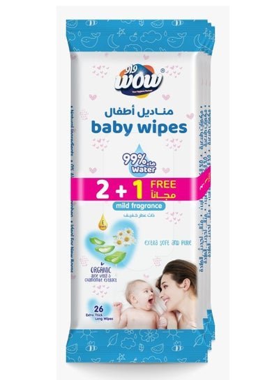 WOW WOW Baby Wipes 26 sheets 2+1 Free , 78 Sheets