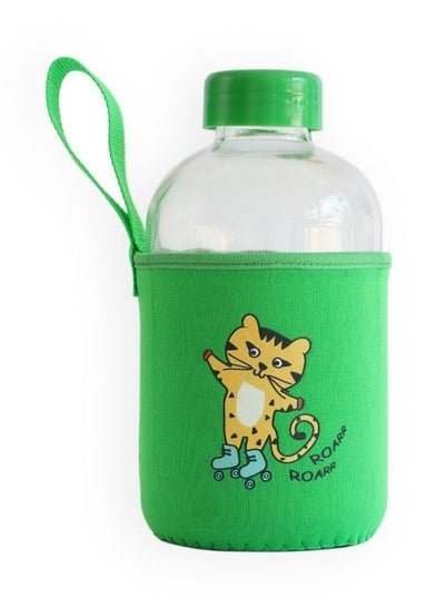 Milk & Moo Milk&Moo Skater Cheetah Kids Glass Water Bottles 600 ML