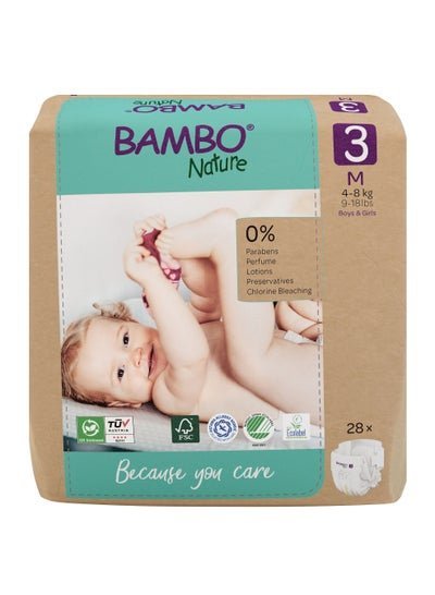 BAMBO NATURE Bambo Nature Eco Friendly Diapers Paper Bag, Size3, 4To8kg (28 counts)