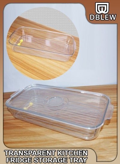 DBLEW Pack Of 3 Clear Plastic Refrigerator Tray Stacking Food Storage Container Organizer Space Saver Bin Box For Fridge Pantry Freezer Cabinet Drawer Kitchen Bathroom With Lid And Drainage Hole