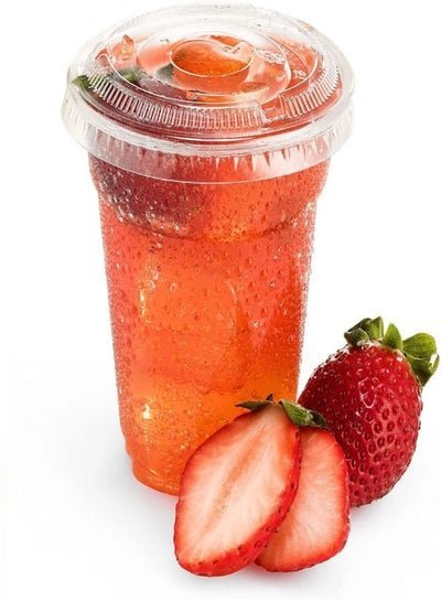 SNH PACKing Plastic Juice Cup With Lid 8 Ounce Clear 25 Pieces