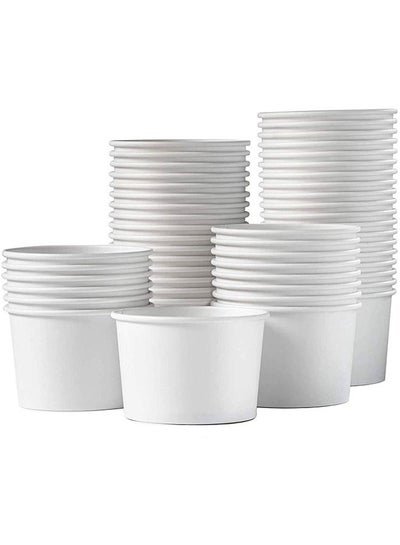 SNH PACKing Disposable Ice Cream Cups White 16 Ounce for Hot or Cold Food, Party Supplies Treat Cups for Sundae, Frozen Yogurt 50 Pieces.