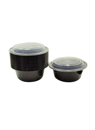 SNH PACKing Microwave Container Black Round With Lid 25 Ounces Pack of 24 Pieces.