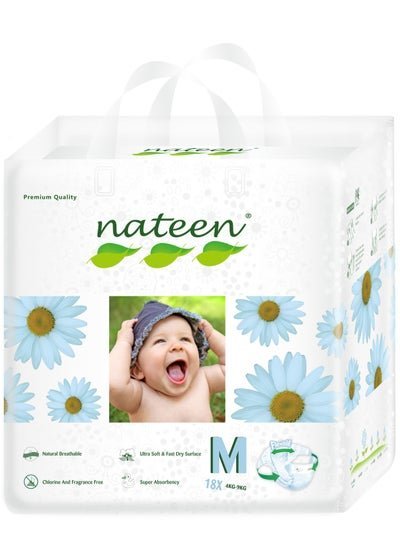 nateen Nateen Premium Care Baby Diapers,Size 3 (4-9kg),Medium,18 Count Diapers,Super Absorbent,Breathable Baby Diapers.