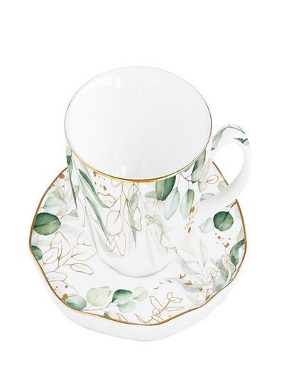 homes r us Botanique Porcelain Cup & Saucer, Multicolour – 120 ml