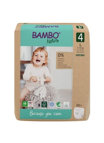BAMBO NATURE Bambo Nature Eco-Friendly Pants Diapers Paper Bag, Size4  7To14kg (20 counts)