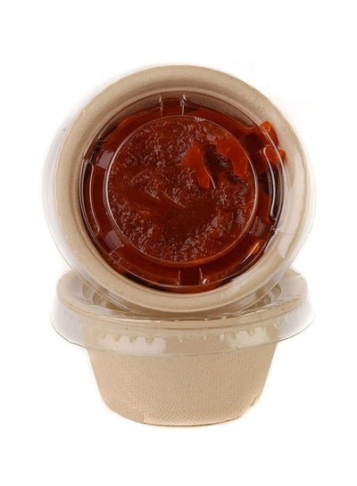 SNH PACKing Bagasse Sauce Cup 2 Ounce Compostable Condiment Bagasse Cups With Lids 25 Pieces