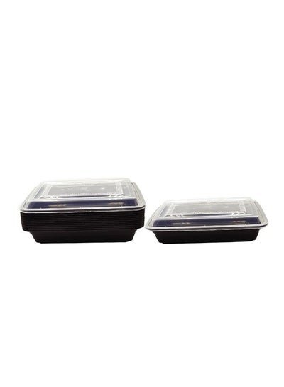SNH PACKing Microwave Container Rectangular 32 Ounce With Lid Black Pack of 12 Pieces