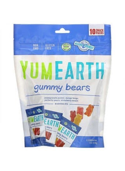 YUMEARTH YumEarth, Gummy Bears, Assorted Flavors, 10 Snack Packs, 0.7 oz (19.8 g) Each