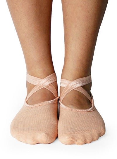 Prickly Pear Peach Non-Slip Barre/Yoga/Pilates Socks, Womens, One Size Fits Most