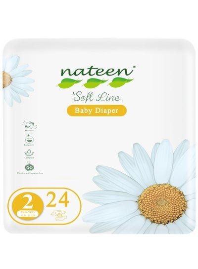 nateen Nateen Soft Line Baby Diapers,Size 2(2-5kg),24 Count Diapers,Super Soft Breathable Baby Diaper.