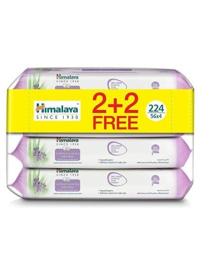 Himalaya Soothing and Protecting Baby Wipes 224 Wipes Pack Of 4