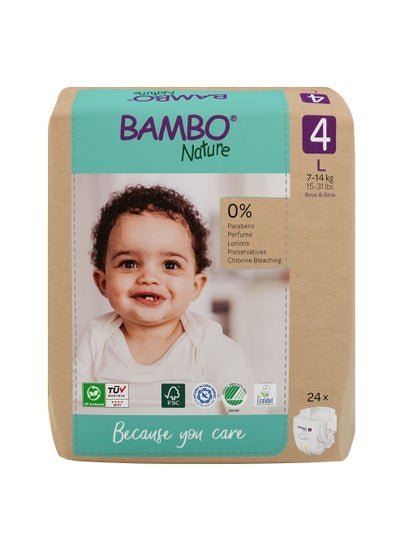 BAMBO NATURE Bambo Nature Eco-Friendly Diapers Paper Bag, Size4,7To14kg (24 counts)