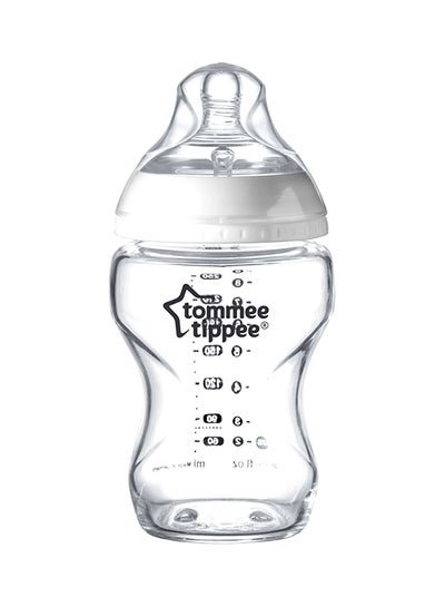 tommee tippee Closer To Nature Glass Feeding Bottle With Anti-Colic Valve, ‎BPA Free, Extra Soft Nipple, 0+ M, 250Ml – Clear