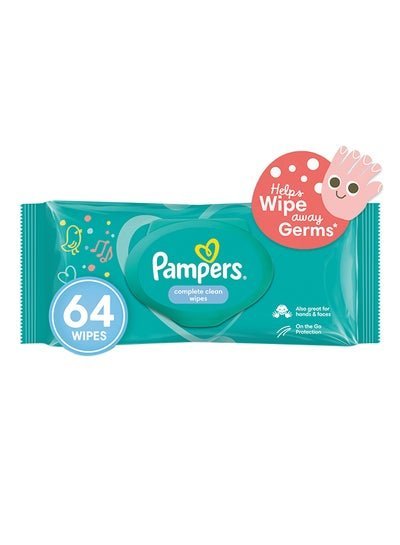 Pampers Complete Clean Baby Wipes, 64 Count, 0% Alcohol