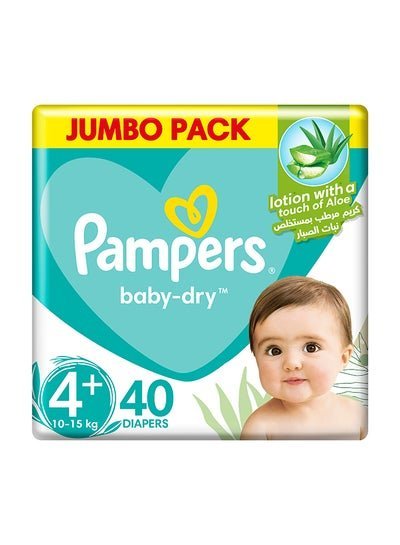 Pampers Baby-Dry Diapers With Aloe Vera Lotion And Leakage Protection,Size 4+, 10-15Kg, Jumbo Pack, 40 Diapers