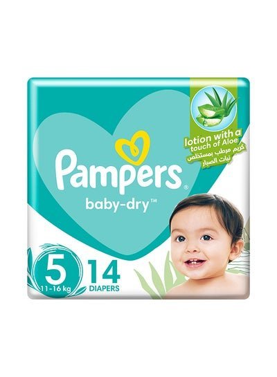 Pampers Baby-Dry Diapers With Aloe Vera Lotion And Leakage Protection,Size 5, 11-16 Kg, 14 Diapers
