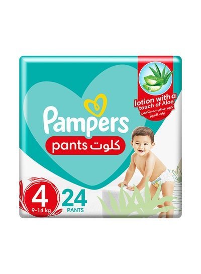 Pampers Baby-Dry Pants With Aloe Vera Lotion, Stretchy Sides, And Leakage Protection,Size 4, 9-14 Kg, Mega Pack, 24 Pants