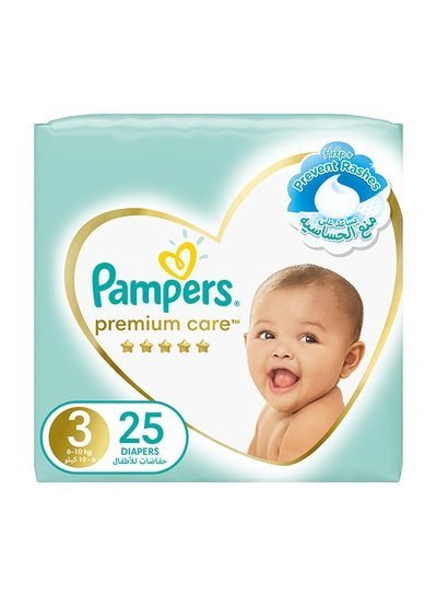 Pampers Premium Care Diapers, Size 3, 6-10 Kg, The Softest Diaper And The Best Skin Protection, 25 Baby Diapers
