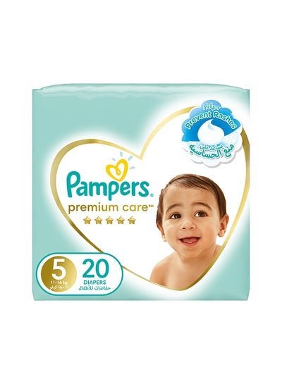 Pampers Premium Care Diapers, Size 5, 11-16 Kg, The Softest Diaper And The Best Skin Protection, 20 Baby Diapers