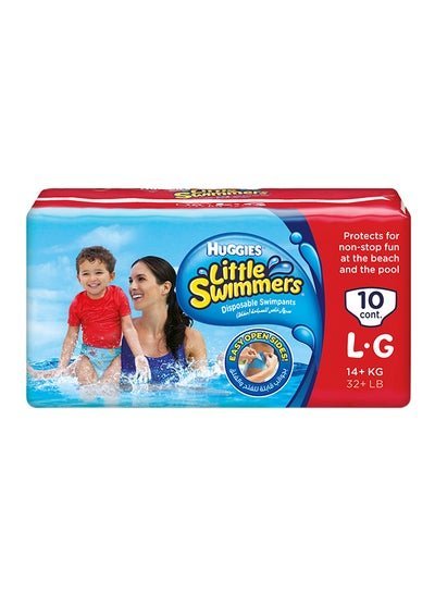 HUGGIES Little Swimmer Disposable Swim Pants Diapers, 14+ Kg, 10 Count – Large, Easy Open Sides