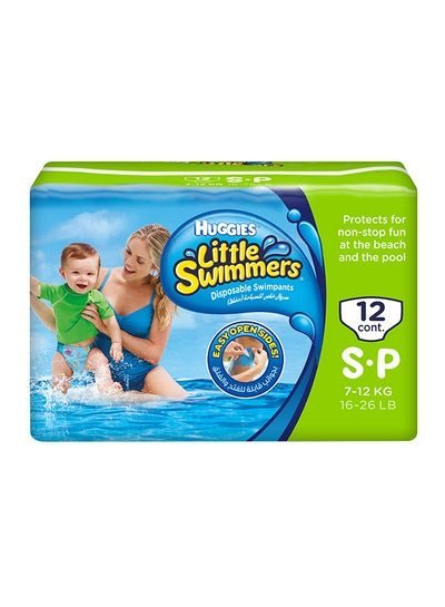 HUGGIES Little Swimmer Disposable Swim Pants Diapers, 7 – 12 Kg, 12 Count – Small, Easy Open Sides