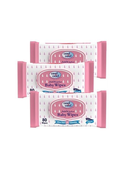 cool & cool Baby Wipes 80’s- Pack of 3