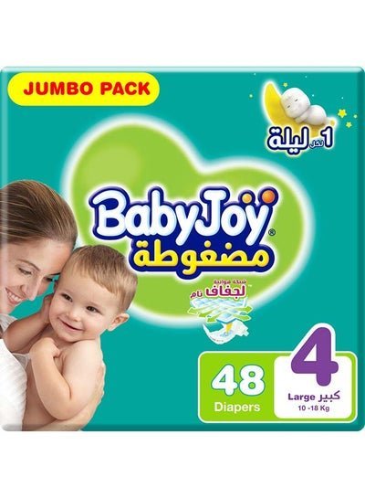 BabyJoy Compressed Diamond Pad, Size 4 Large, 10 to 18 kg, Jumbo Pack, 48 Diapers