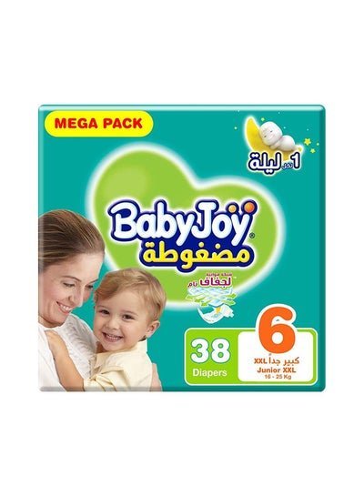 BabyJoy Compressed Diamond Pad, Size 6 Junior XXL, 16 to 25 kg, Mega Pack, 38 Diapers